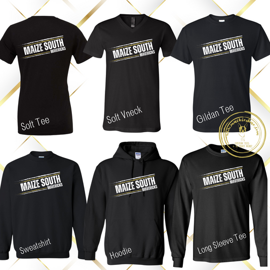 Mavs- Maize South Mavericks Slant Distressed Black Gear