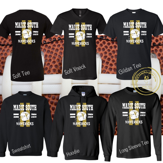 Mavs- Maize South Mavericks Football Helmet Black Gear