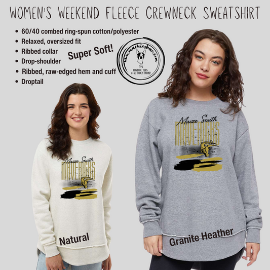 Mavs- Maize South Mavericks Women's Weekend Fleece Crewneck Sweatshirt