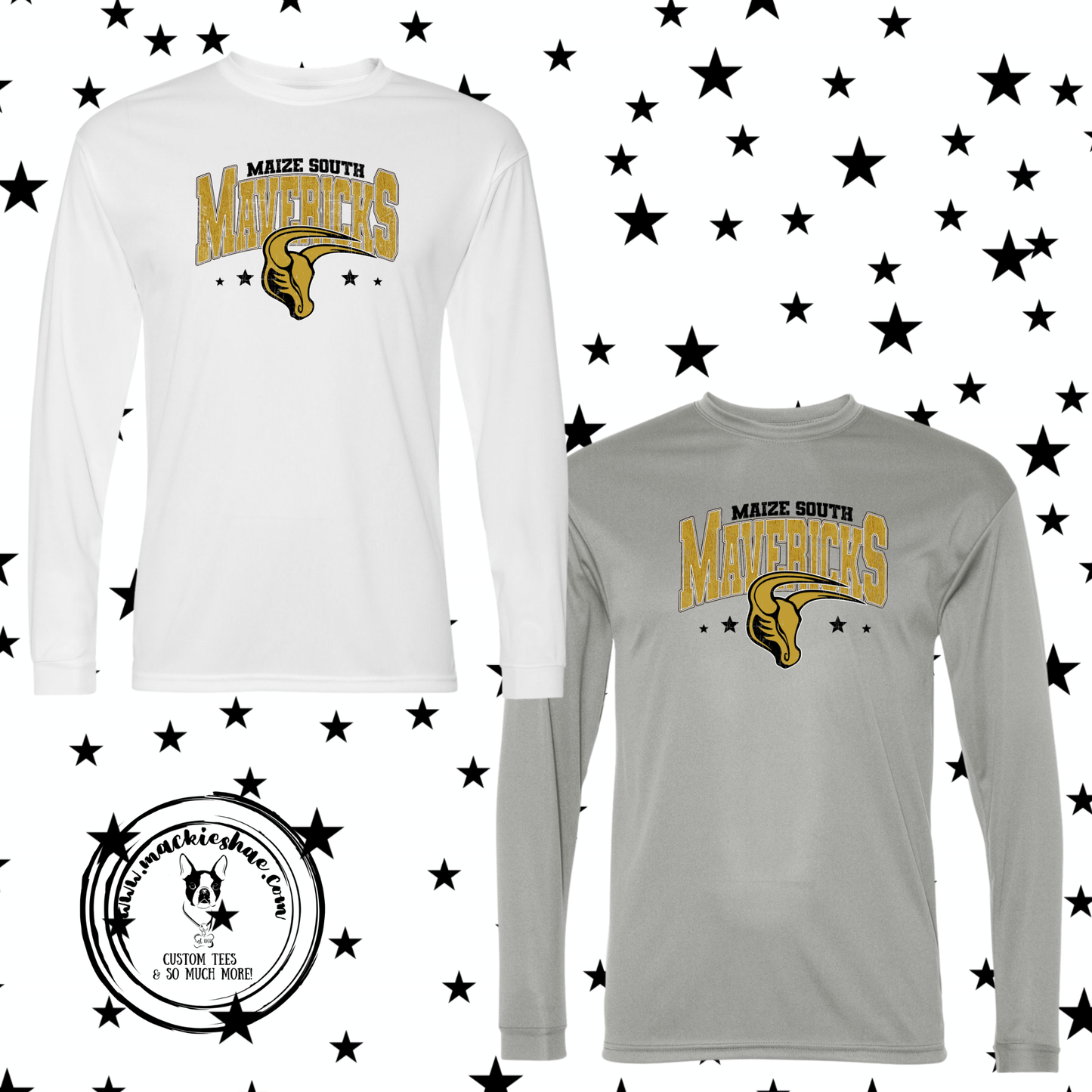Mavs- Maize South Mavericks Stars Performance Dri-Fit Long Sleeve Tee
