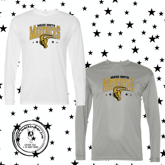Mavs- Maize South Mavericks Stars Performance Dri-Fit Long Sleeve Tee
