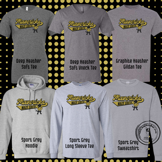 Mavs- Maize South Mavericks Vintage Swoosh Grey Gear