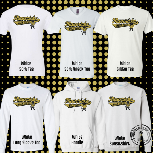 Mavs- Maize South Mavericks Vintage Swoosh White Gear