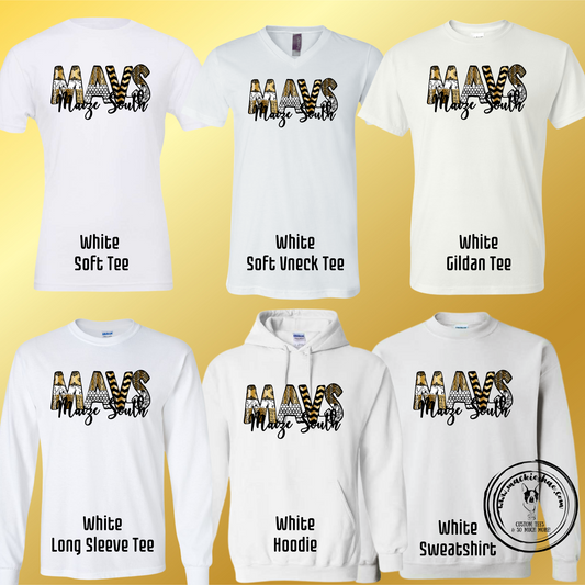 Mavs- Maize South Mavs Patterned White Gear