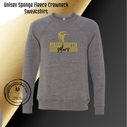 Mavs- Maize South Mavs Stripes with Logo Unisex Sponge Fleece Deep Heather Crewneck Sweatshirt