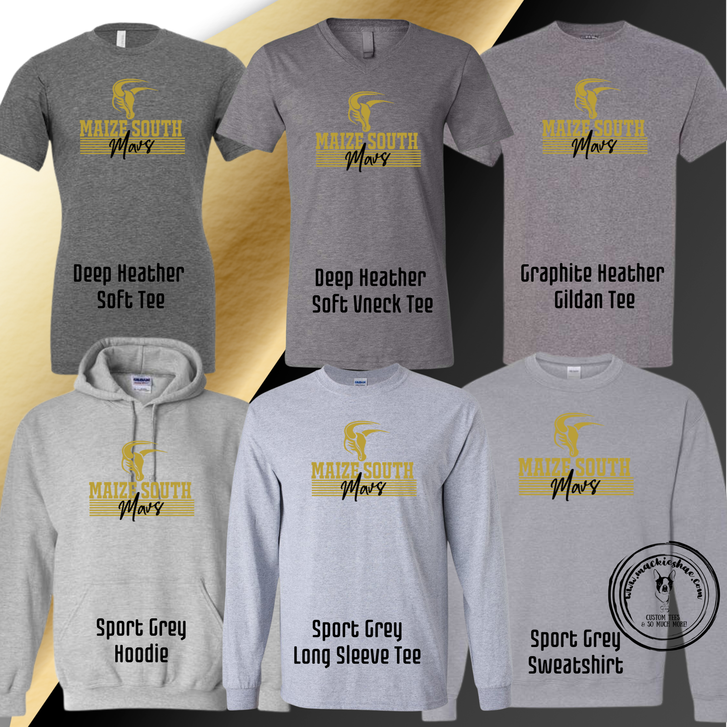 Mavs- Maize South Mavericks Stripes with Logo Grey Gear