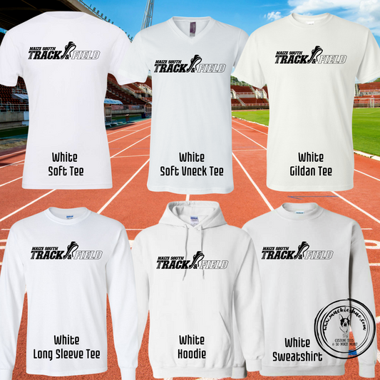 Mavs- Maize South Track & Field Custom Shirt for Youth and Adults WHITE Gear