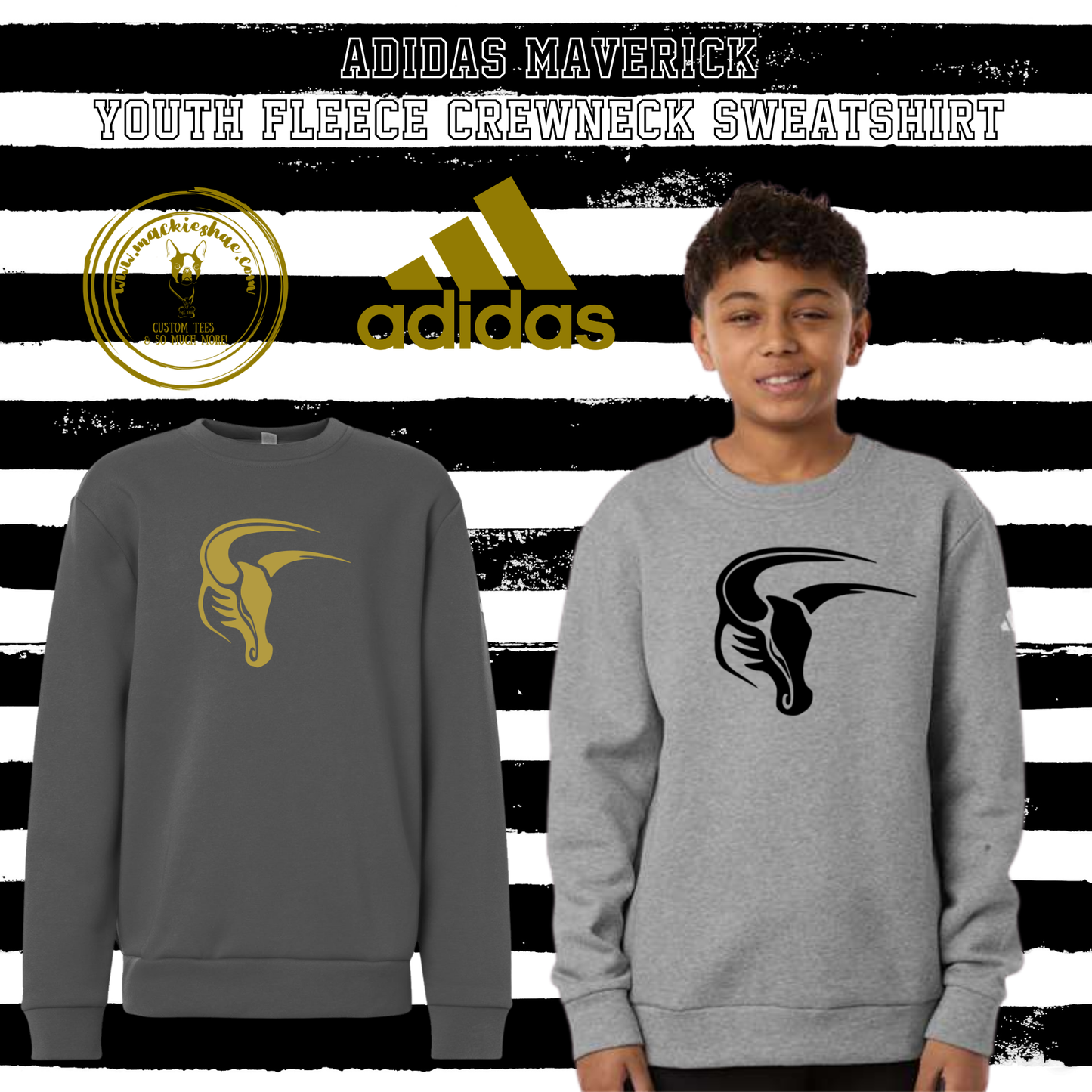 Mavs- Maverick ADIDAS Youth Fleece Crewneck Sweatshirt