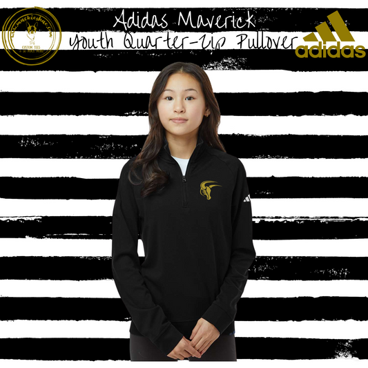 Mavs- Maverick ADIDAS Youth Black 1/4 Zip Pullover