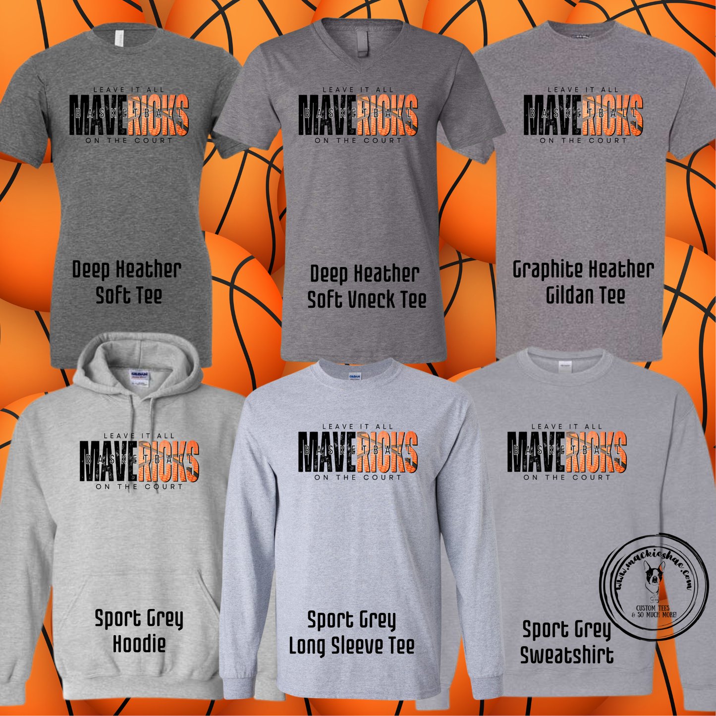 Mavs-  Mavericks Basketball Leave it all on the Court Grey Gear
