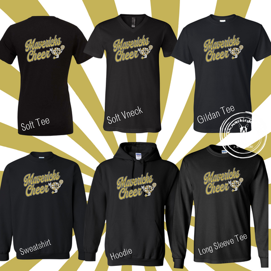 Mavs- Mavericks Cheer Retro Pom Black Gear