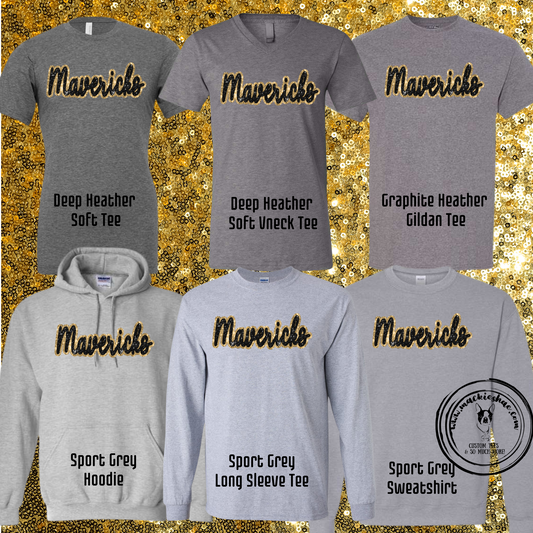 Mavs- Mavericks Faux Sequin Grey Gear