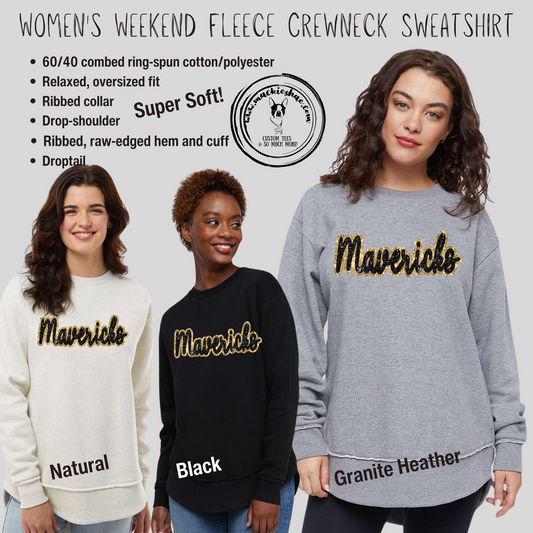 Mavs- Mavericks Faux Sequin Women's Weekend Fleece Crewneck Sweatshirt