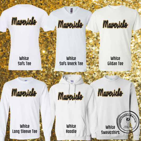 Mavs- Mavericks Faux Sequin White Gear