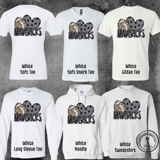 Mavs- Mavericks Football Grey Polka Dot Heart White Gear