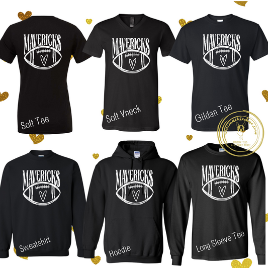 Mavs- Mavericks Football with Heart Black Gear