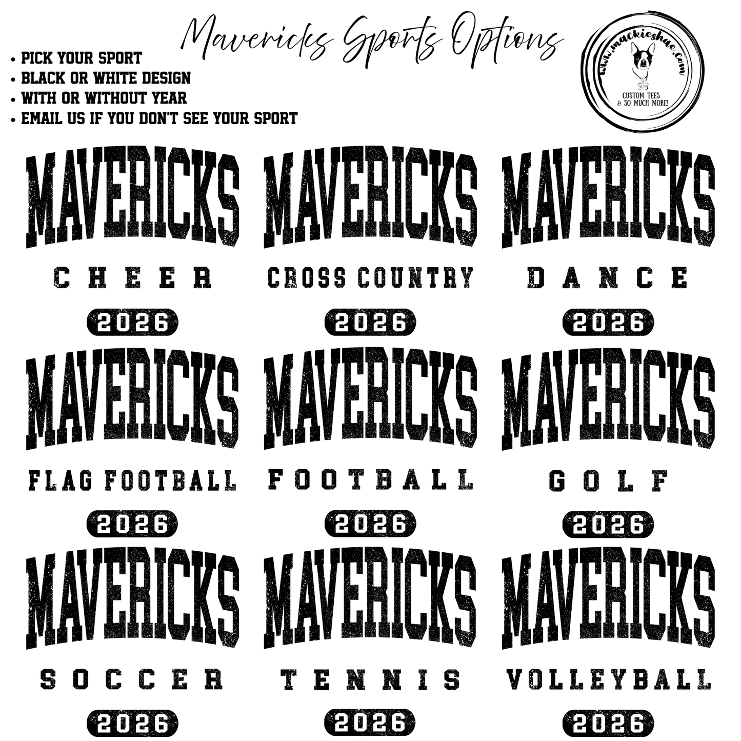 Mavs- Mavericks Sports (with or without year) Women's Mock Neck, Pick your Sport!