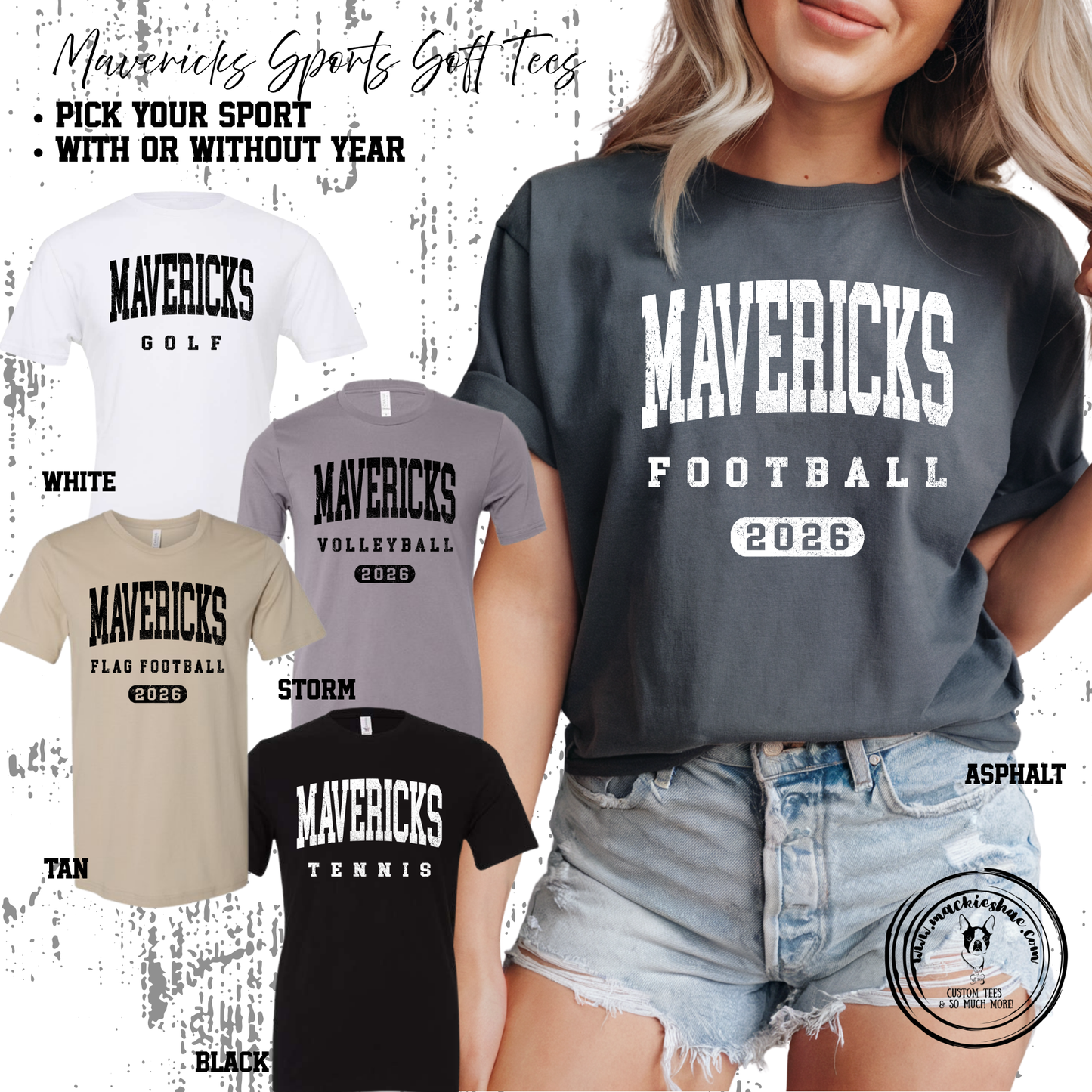 Mavs- Mavericks Sports (with or without year) Soft Tee, Pick your Sport!