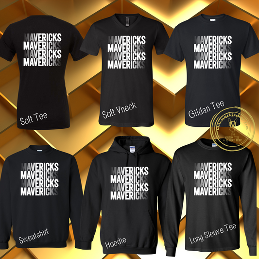 Mavs- Mavericks Stacked Black Gear