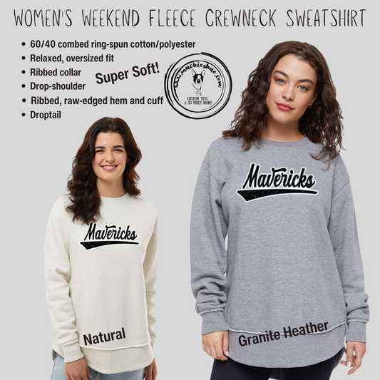 Mavs- Mavericks Swoosh Women's Weekend Fleece Crewneck Sweatshirt