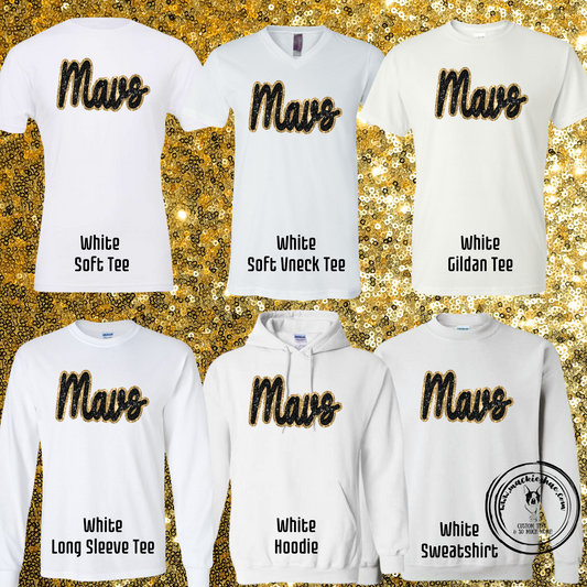 Mavs- Mavs Faux Sequin White Gear