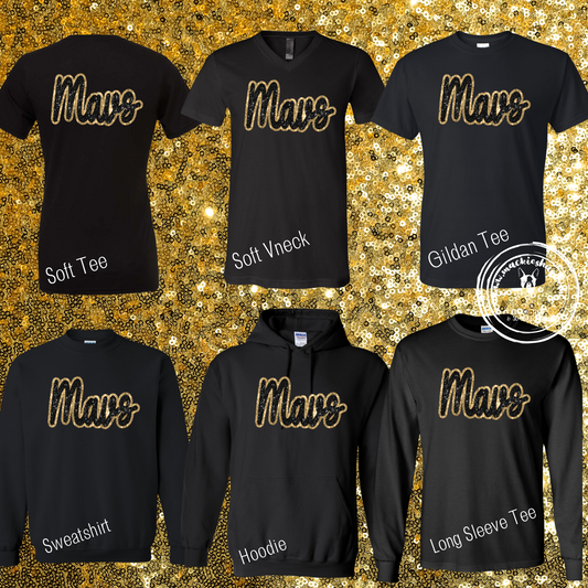 Mavs- Mavs Faux Sequin Black Gear