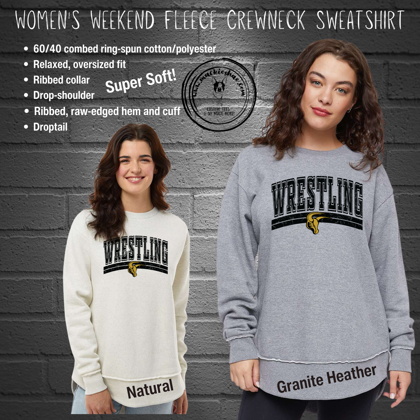 Mavs- Wrestling with Maverick Women's Weekend Fleece Crewneck Sweatshirt