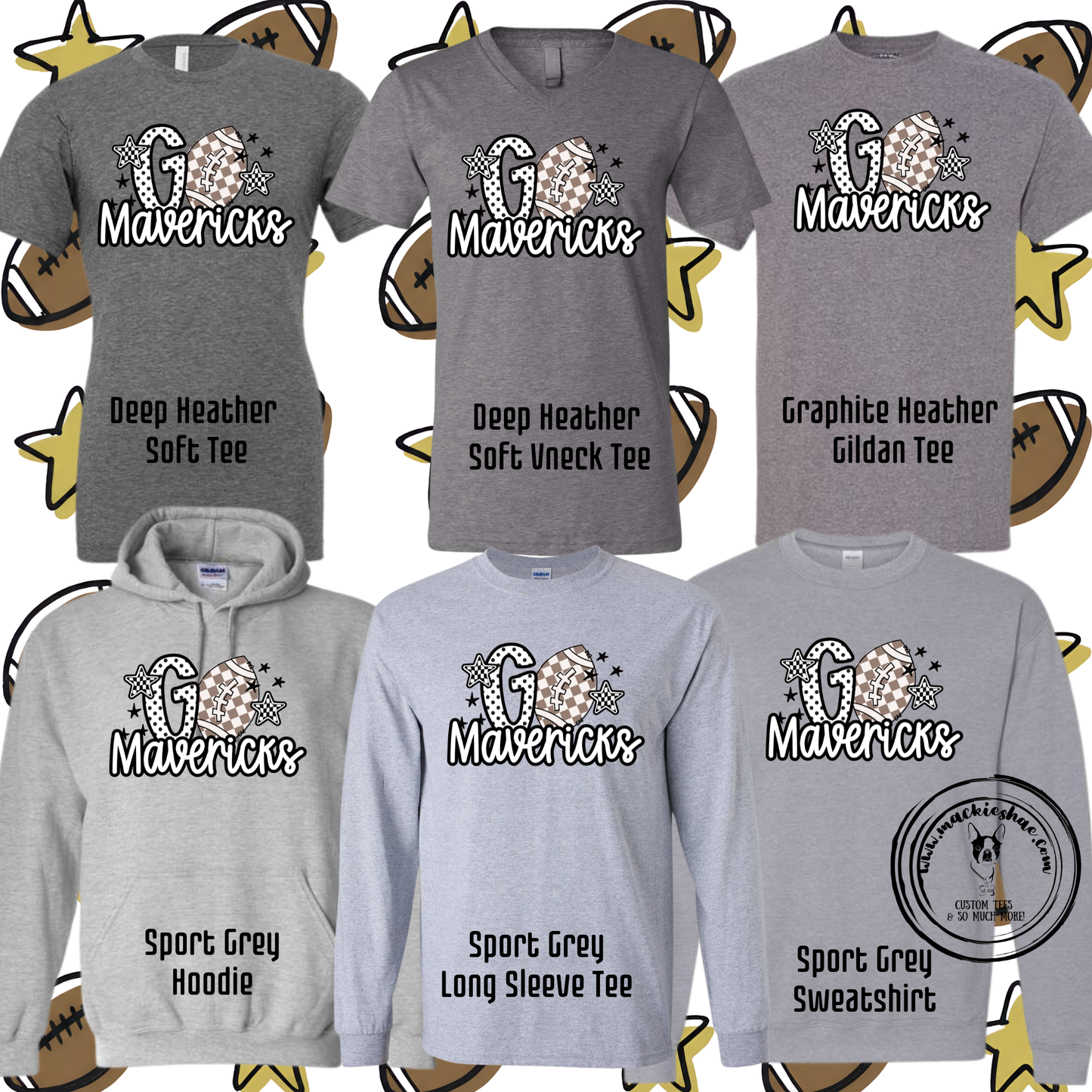 Mavs- Go Mavericks Football Polka Dot Checkered Grey Gear