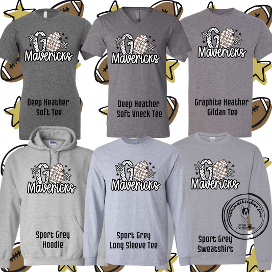 Mavs- Go Mavericks Football Polka Dot Checkered Grey Gear