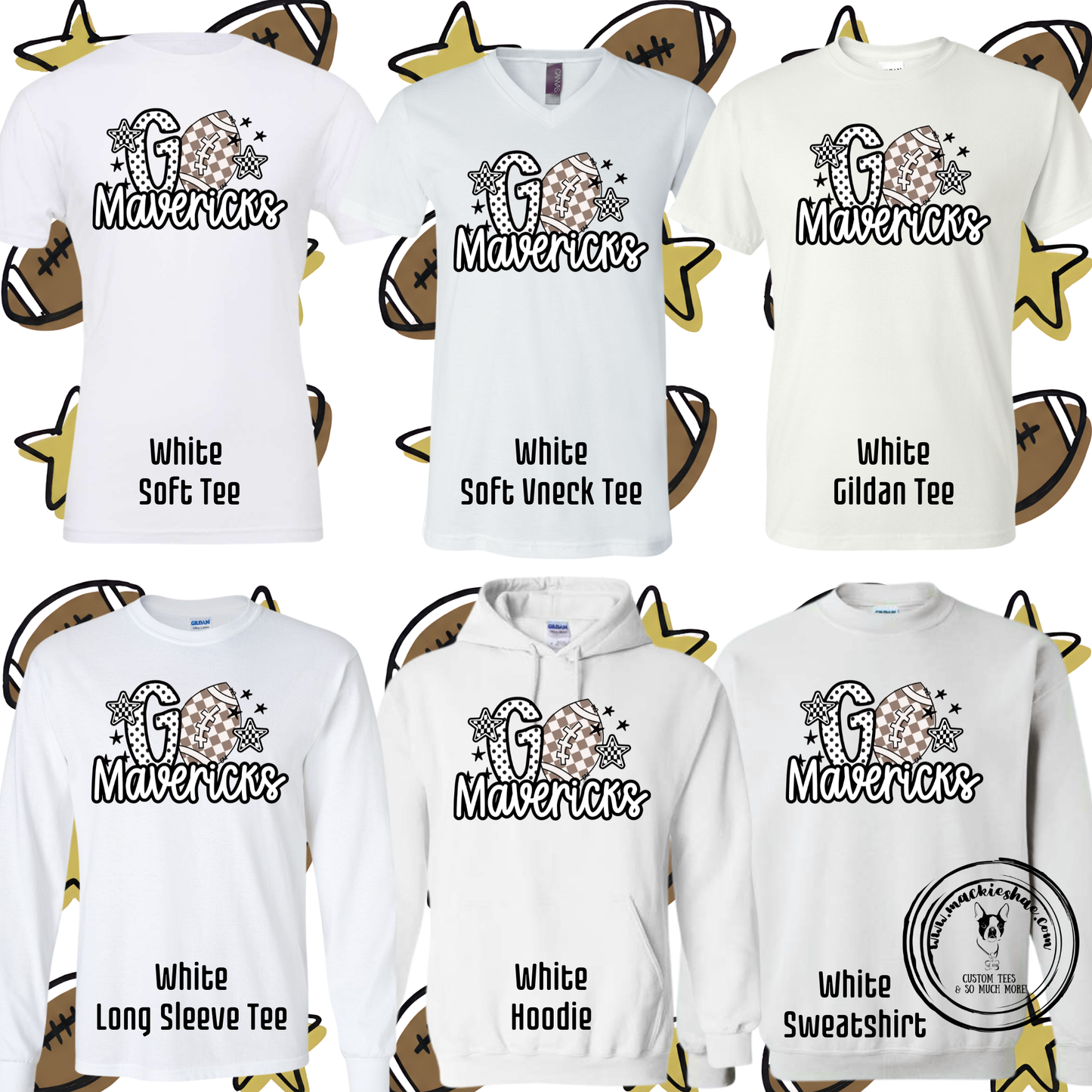 Mavs- Go Mavericks Football Polka Dot Checkered White Gear