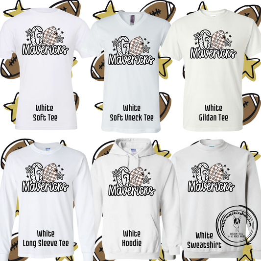 Mavs- Go Mavericks Football Polka Dot Checkered White Gear