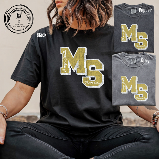 Mavs- MS Maize South Mavericks Comfort Colors Garment-Dyed Tee