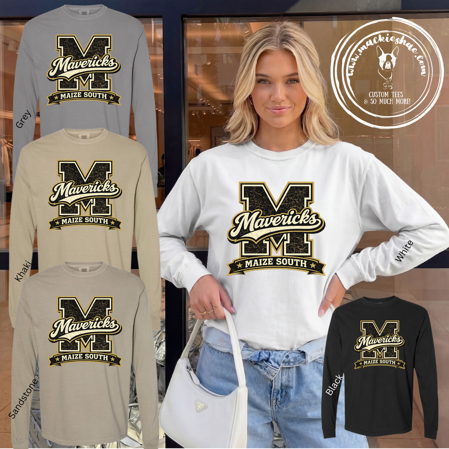 Mavs- M Mavericks Maize South Comfort Colors Garment-Dyed Long Sleeve Tee