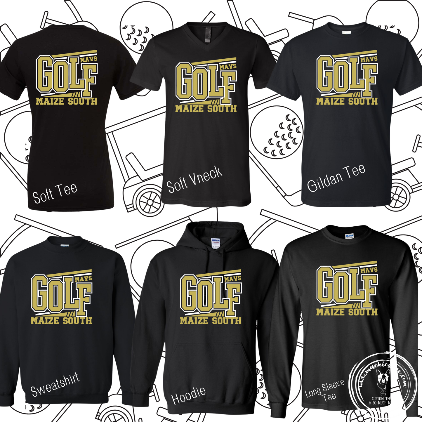 Mavs- Maize South Golf Lines Black Gear