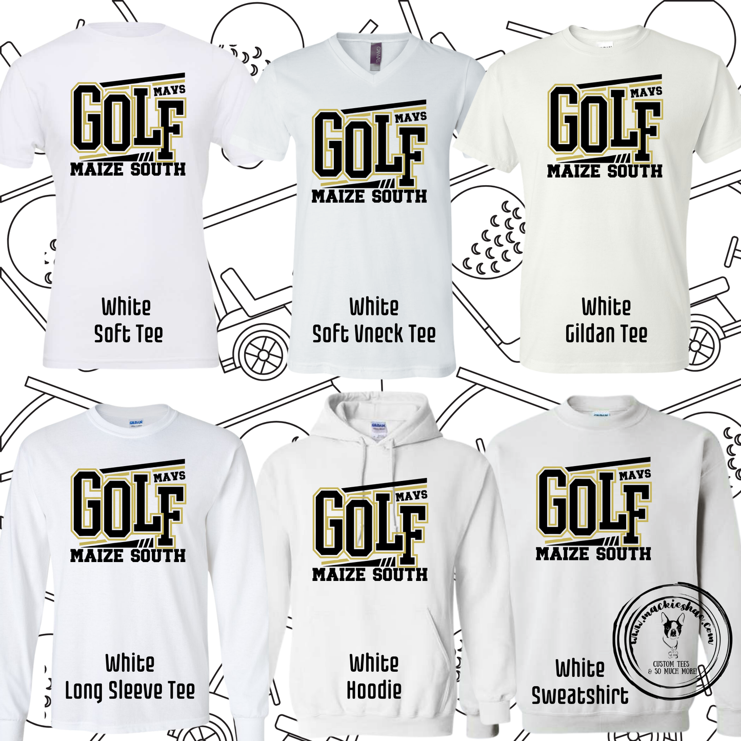 Mavs- Maize South Golf Lines White Gear