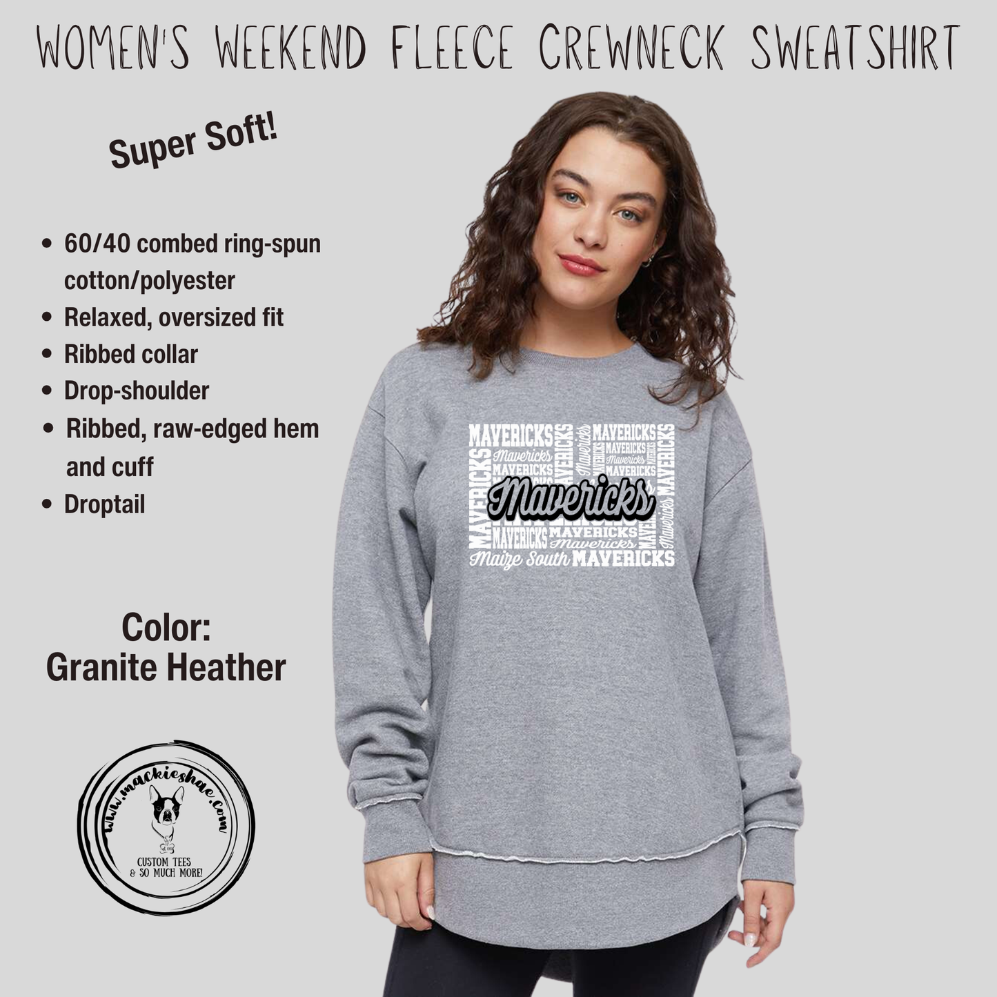Mavs- Maize South Mavericks Cluster Women's Weekend Fleece Crewneck Sweatshirt
