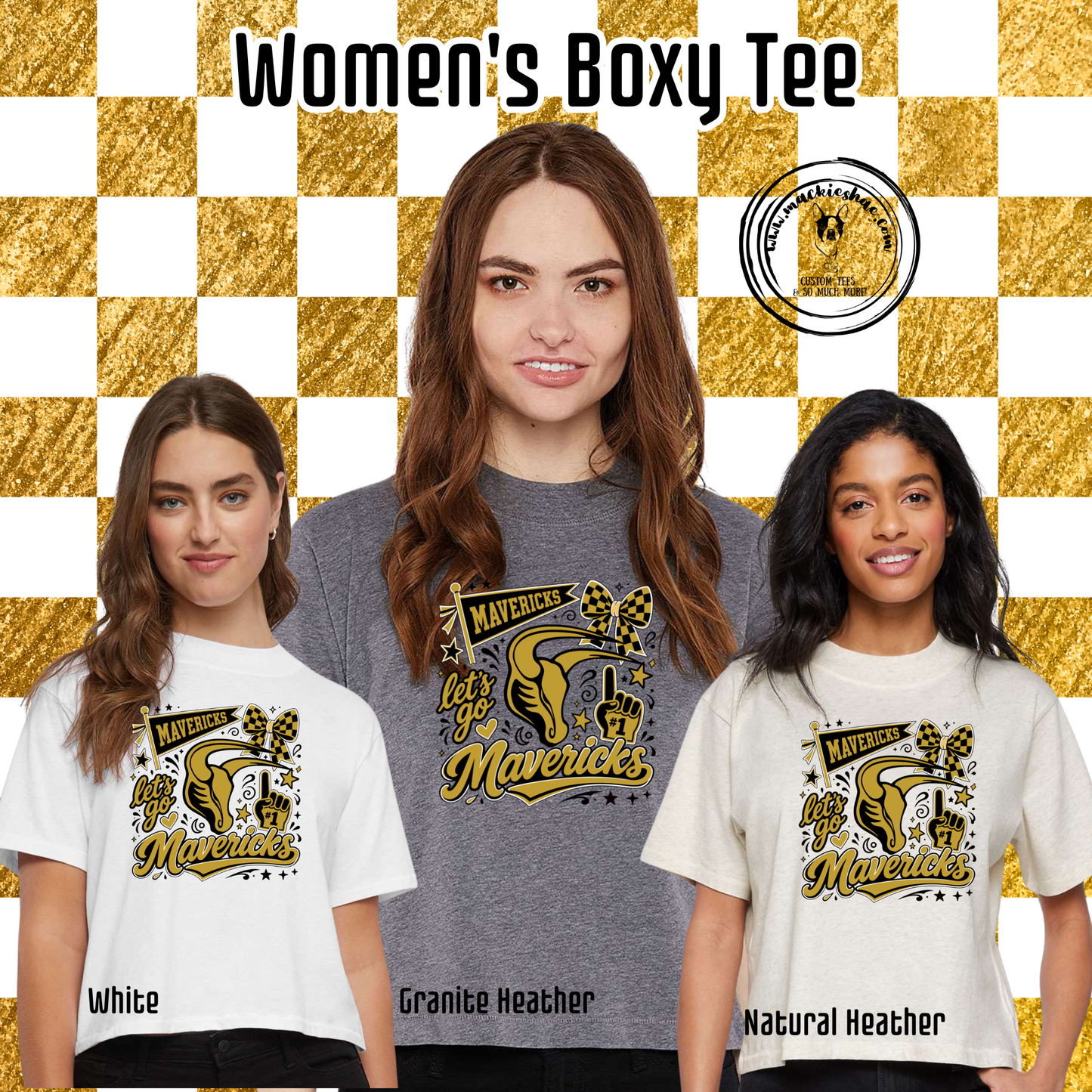 Mavs- Maize South Mavericks Doodle Womens Boxy Tee
