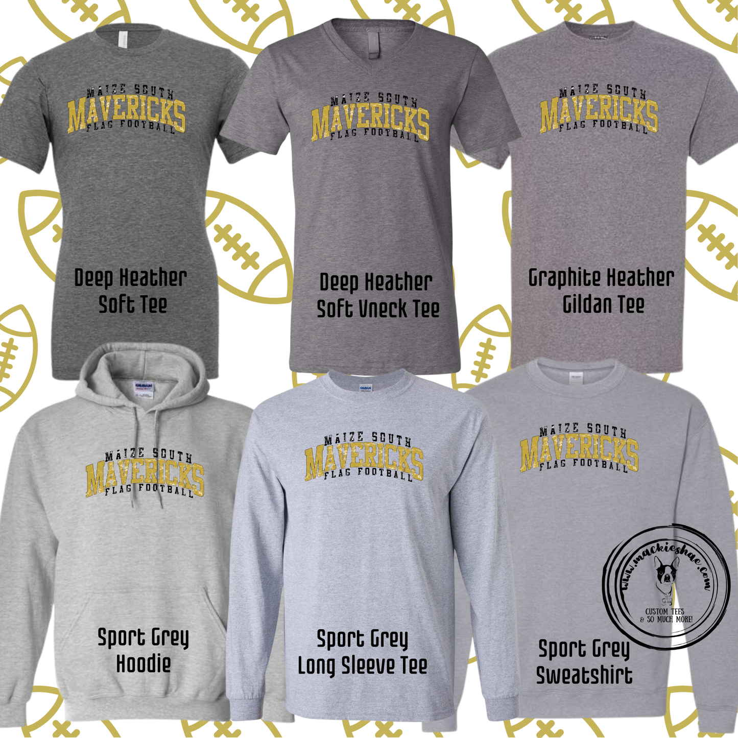 Mavs- Maize South Mavericks Flag Football Grey Gear