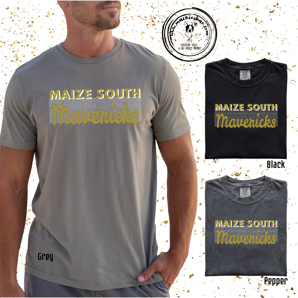 Mavs- Maize South Mavericks Lines Comfort Colors Unisex Garment-Dyed Tee