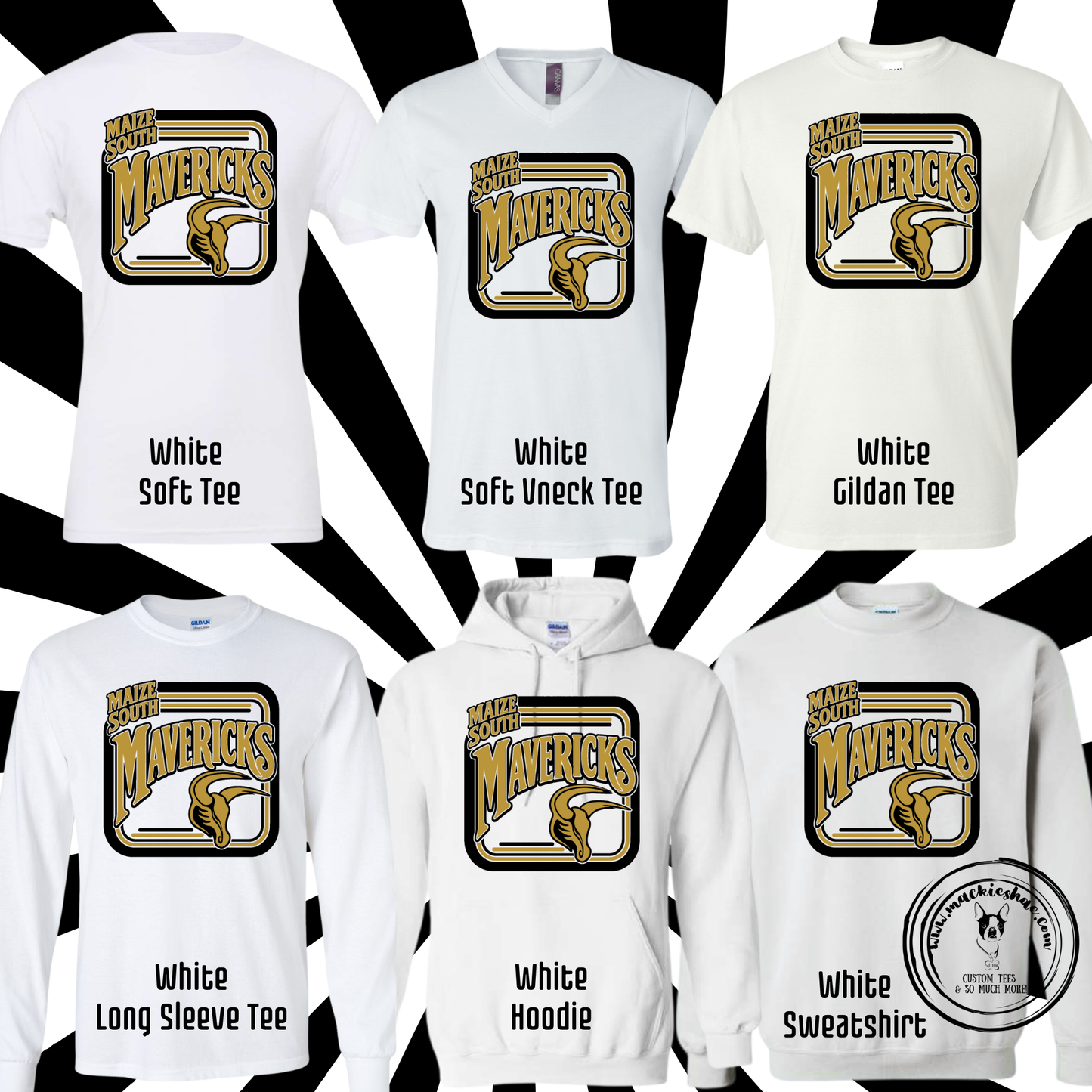 Mavs- Maize South Mavericks with Logo Retro Square White Gear