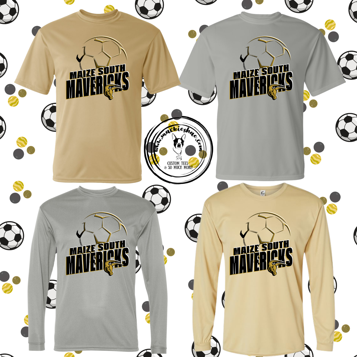 Mavs- Maize South Mavericks Soccer Performance Dri-Fit Short Sleeve and Long Sleeve Tee
