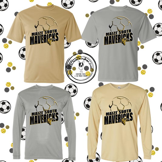 Mavs- Maize South Mavericks Soccer Performance Dri-Fit Short Sleeve and Long Sleeve Tee