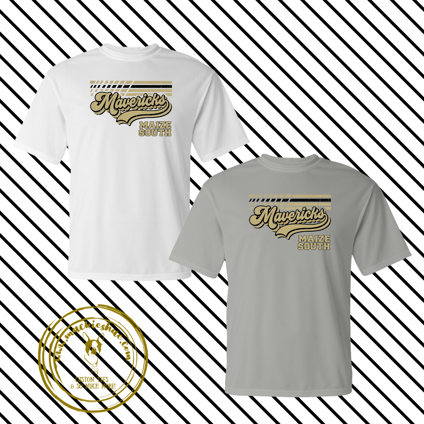 Mavs- Maize South Mavericks Swoosh Lines Performance Dri-Fit Tee