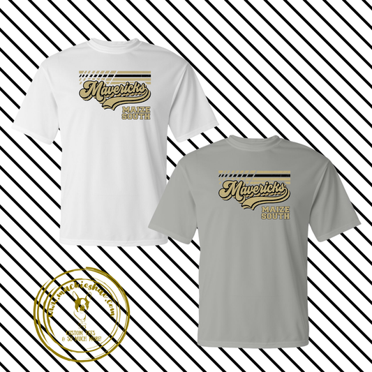 Mavs- Maize South Mavericks Swoosh Lines Performance Dri-Fit Tee