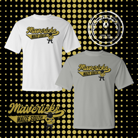 Mavs- Maize South Mavericks Vintage Swoosh Performance Dri-Fit Tee