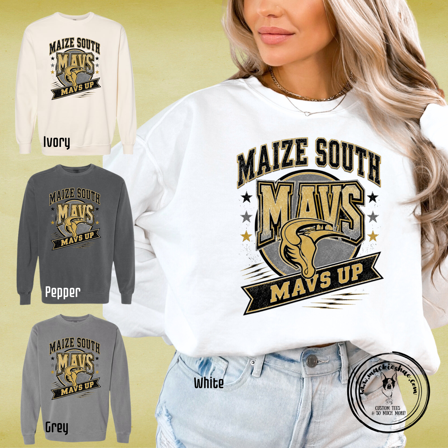 Mavs- Maize South Mavs Up Comfort Colors Garment-Dyed Crewneck Sweatshirt