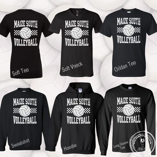 Mavs- Maize South Volleyball Checkered Black Gear