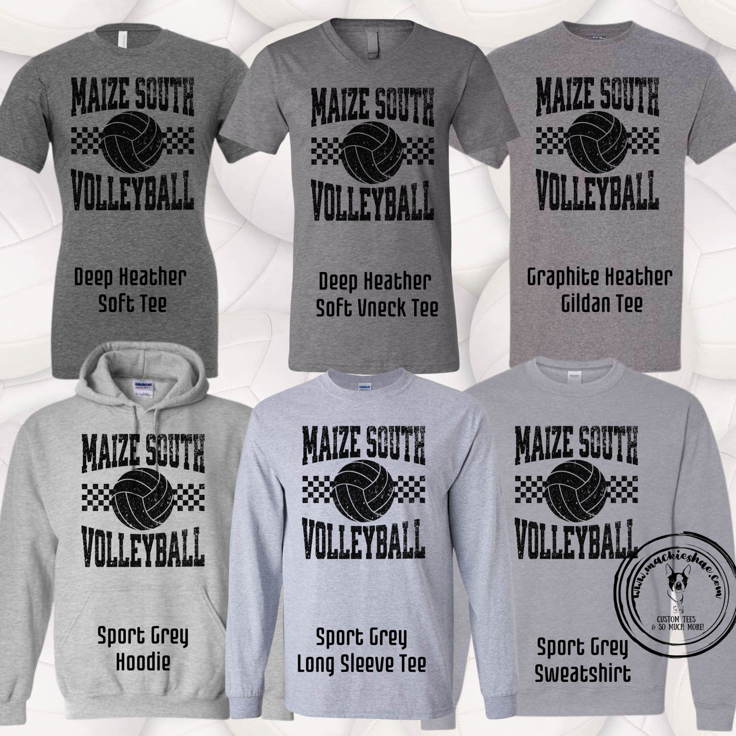 Mavs- Maize South Volleyball Checkered Grey Gear