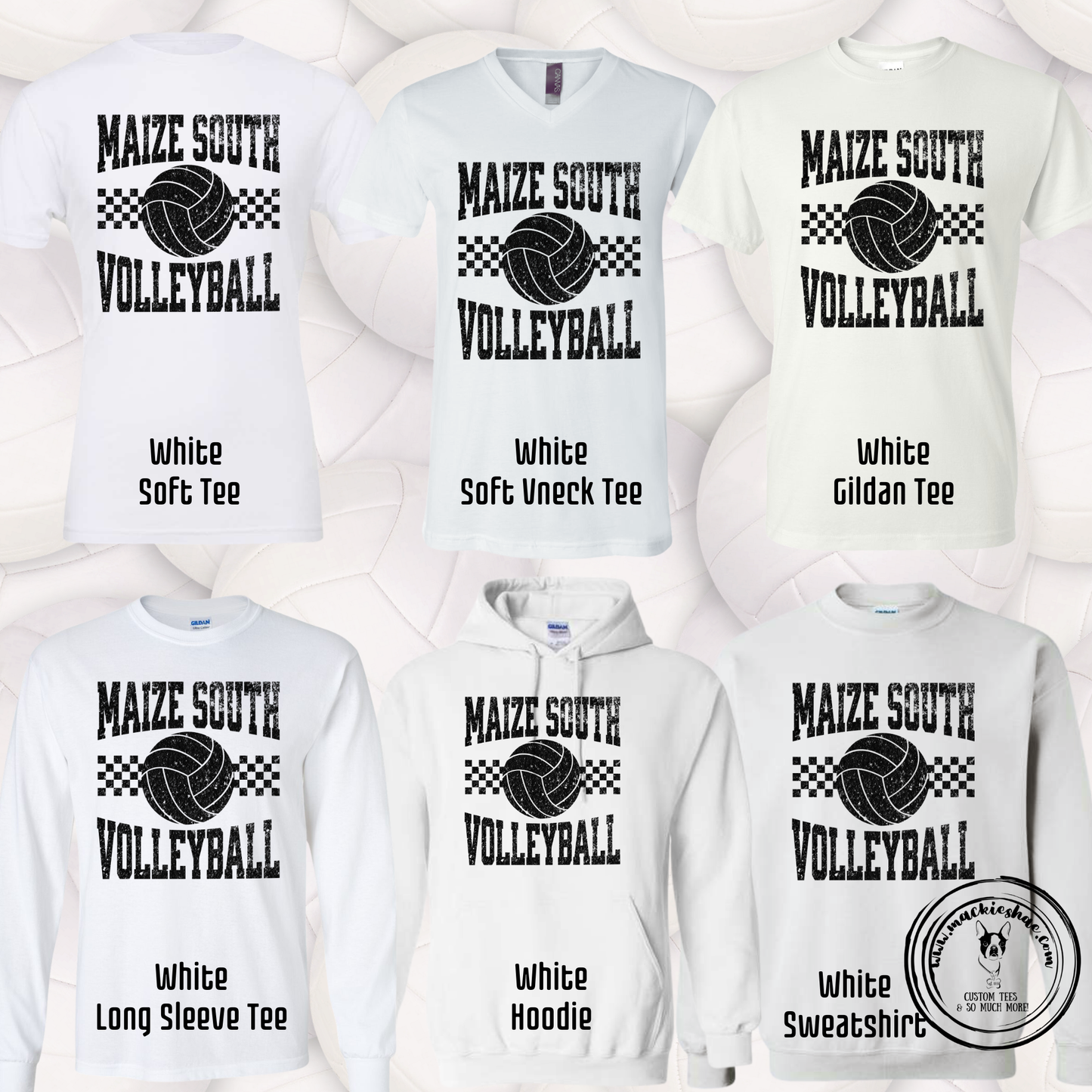 Mavs- Maize South Volleyball Checkered White Gear