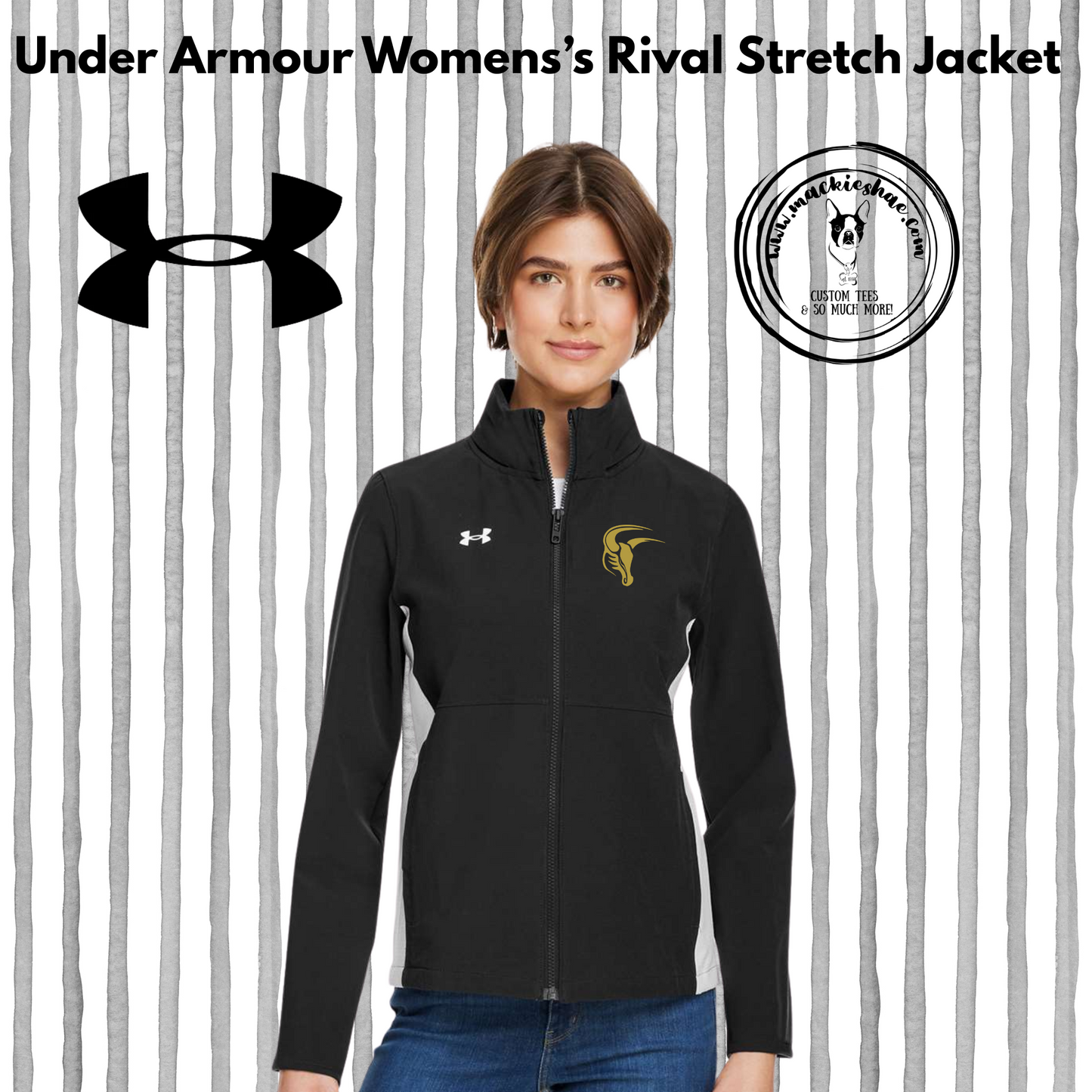 Mavs- Maverick Under Armour Women's Black/White Rival Stretch Jacket